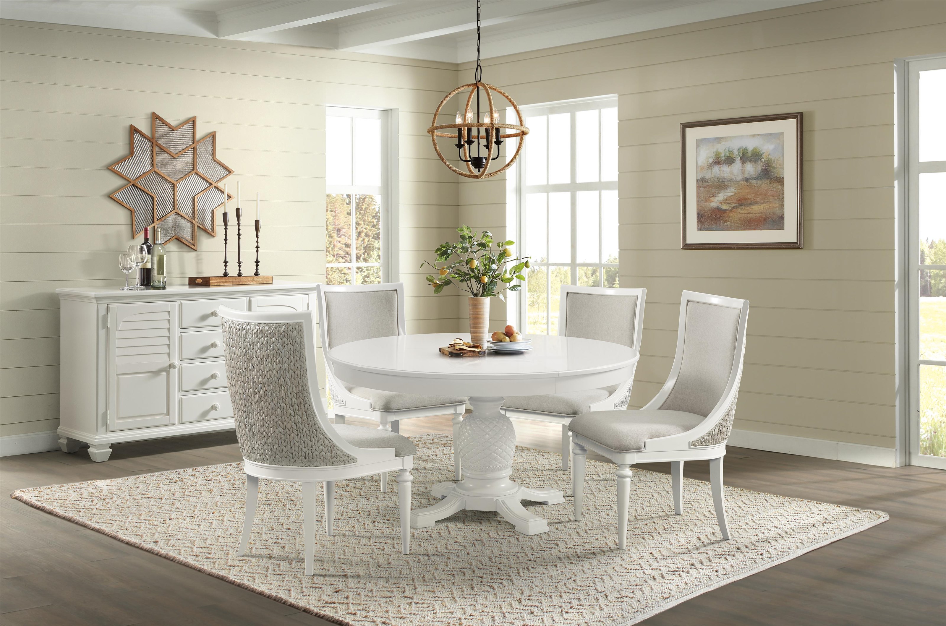 White round pedestal store dining table set